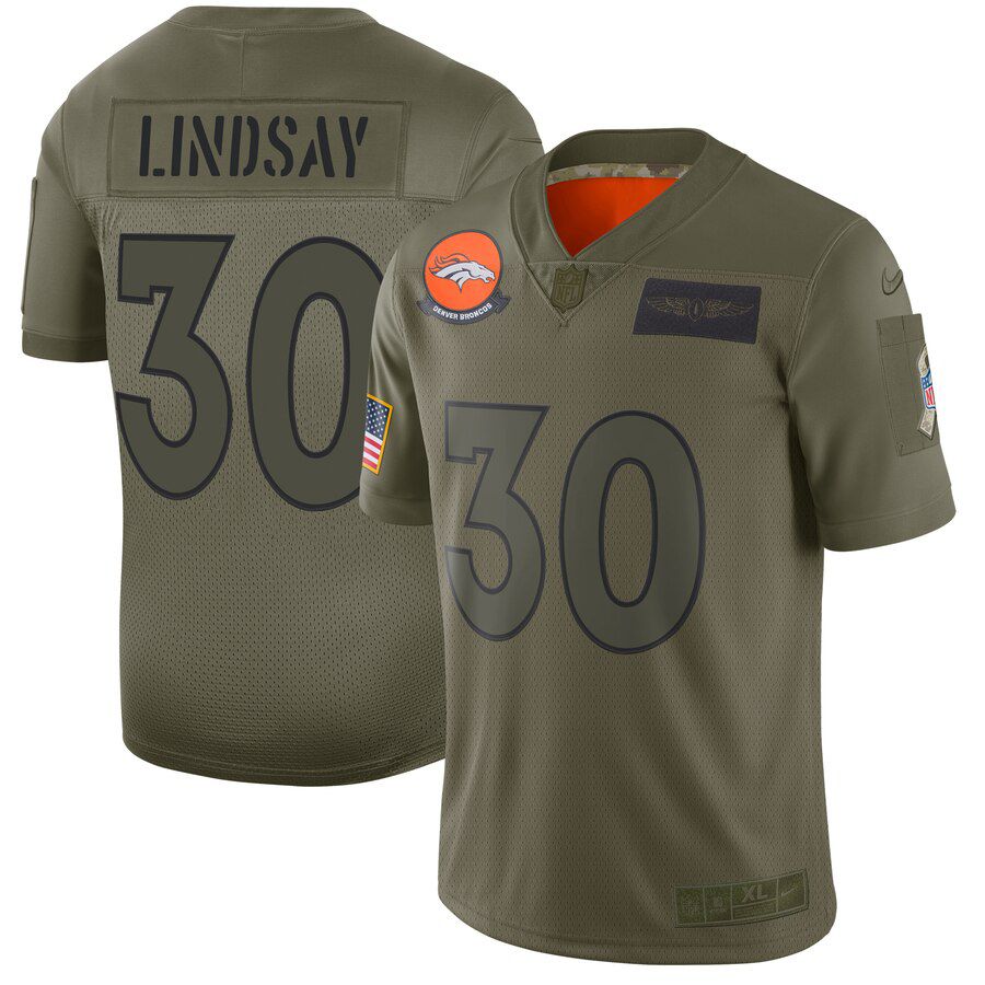 Men Denver Broncos #30 Lindsay Green Nike Olive Salute To Service Limited NFL Jerseys->denver broncos->NFL Jersey